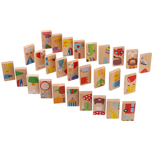 28Pcs/Set Animal Domino Puzzles Toys Wooden Puzzles Domino Blcoks Kids Baby