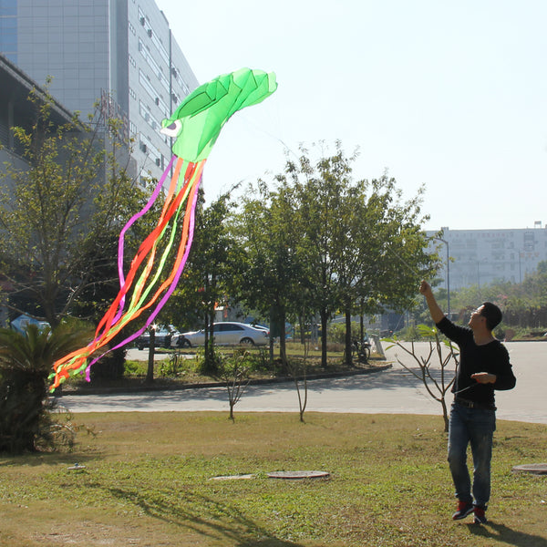 5.5m Large Green Octopus Kite for Children Single Line Stunt Software Power Kite Easy To Fly Kids Outdoor Fun Toys