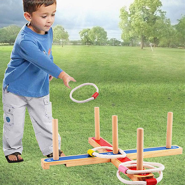Kids toy Wooden Garden Indoor Outdoor Quoits Pegs & Rope Hoopla Family Fun Game Summer Sports outdoor toys for children