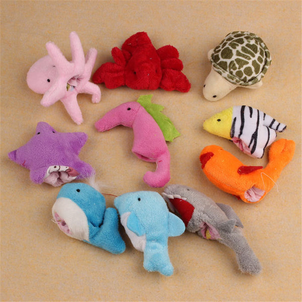 Yoner 10Pc Cute Soft Ocean Animal Puppet toys Baby Girls Boys Finger Puppet Plush Toy Finger toy Finger puppets