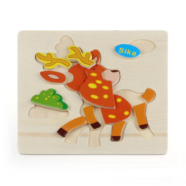 Wood puzzle modern wooden Puzzle animals Sika Puzzle toys for children educational Puzzles toy Boys Girls Wood Toy Kids