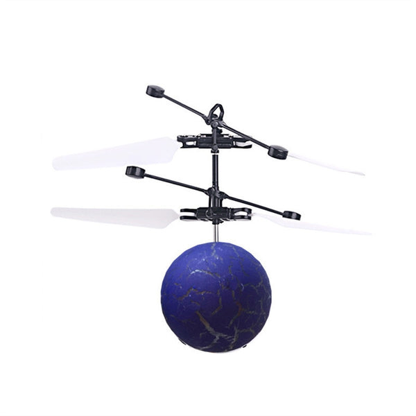 RC Flying Ball Crystal Flashing LED Light Flying Ball RC Toy RC Infrared Induction Helicopter Flying Toys for Kids Teenagers (Blue)